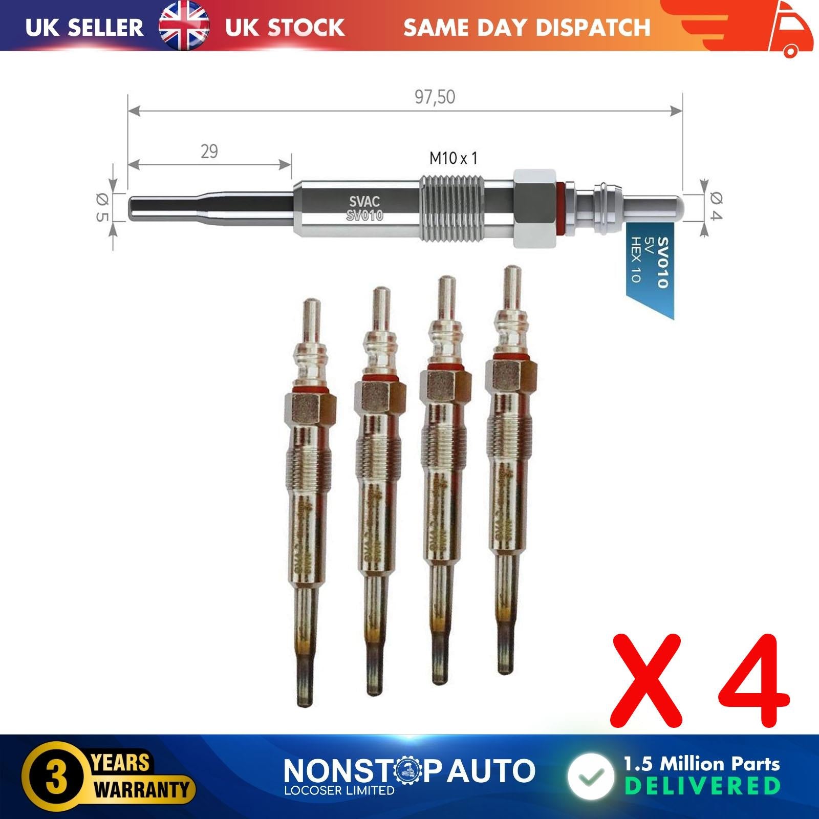 4X Glow Plugs For AUDI A2 A3 A4 N10591602