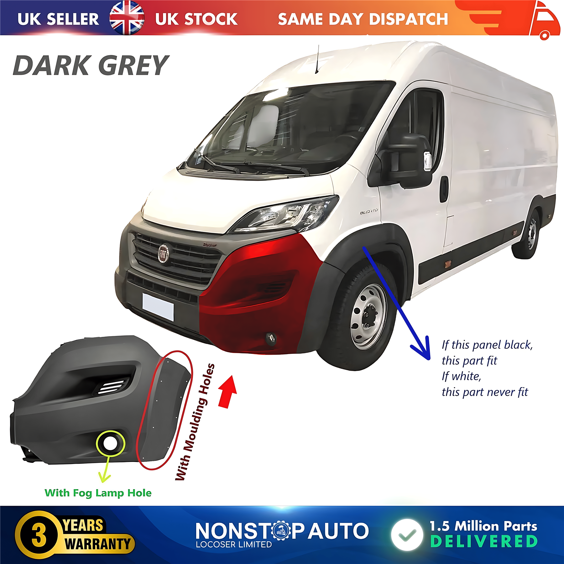 Front Bumper Corner Cap Left With Fog Hole For FIAT Ducato 2014 on 1612430680