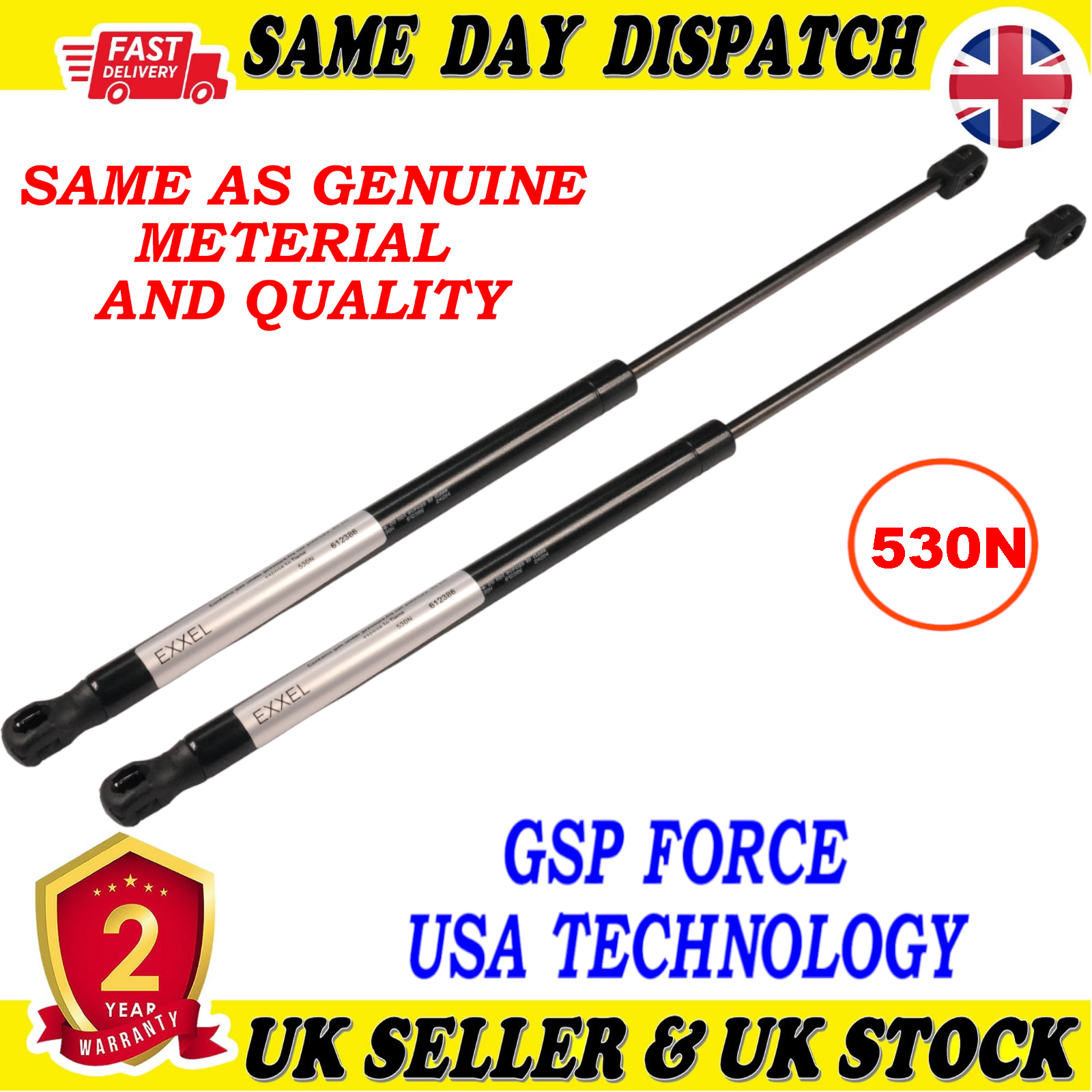 2X TAILGATE BOOT GAS STRUTS 530 Newton FOR AUDI A4 B8 8K9827552