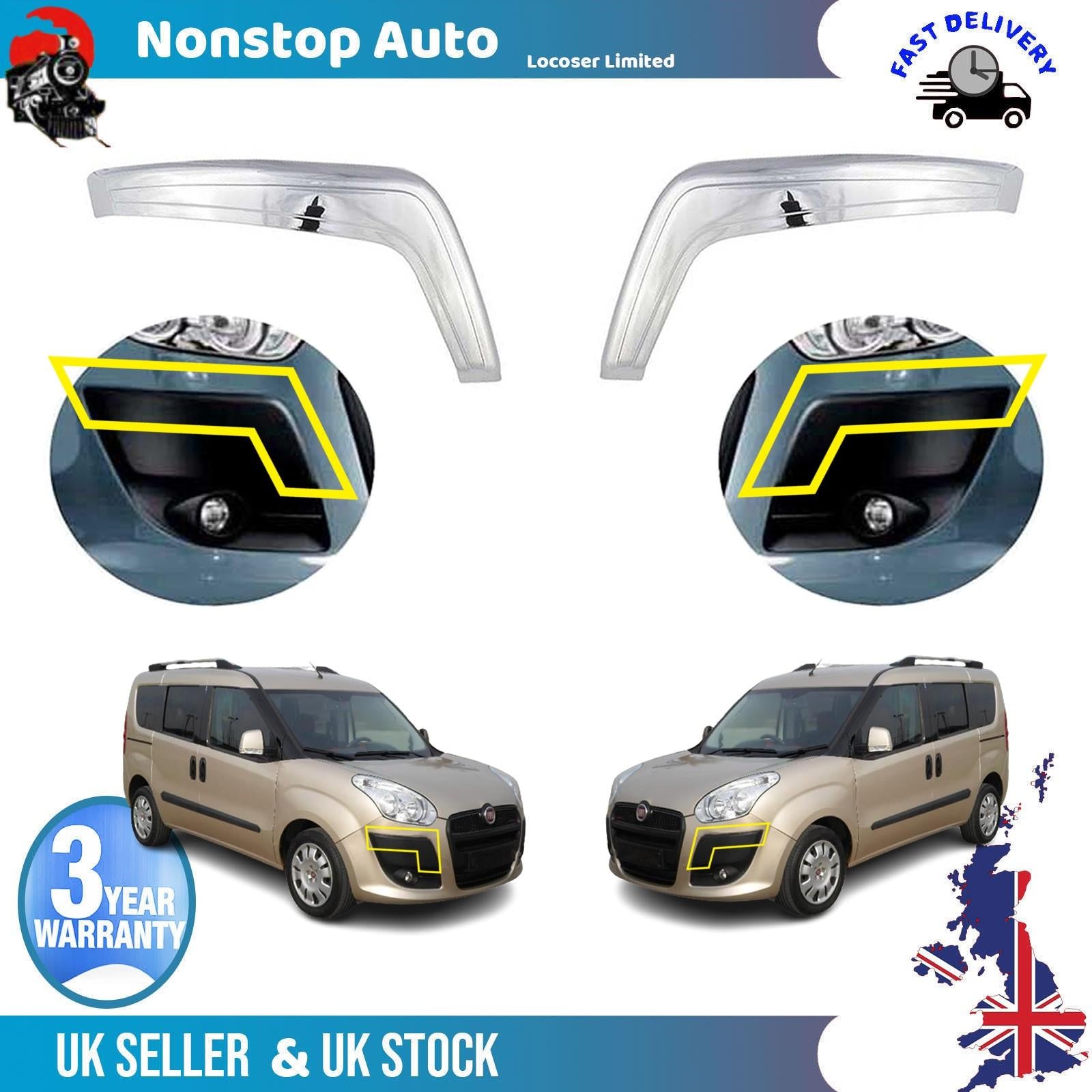 Fog Lights Eyebrow Eyelid Covers Trim Front Left and Right For FIAT Doblo 10-14