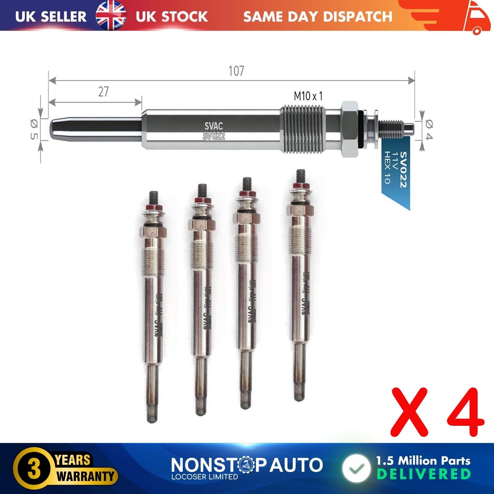 4X Glow Plugs For FIAT Scudo Ulysse Ducato 2.0 2.2 JTD 9623638380
