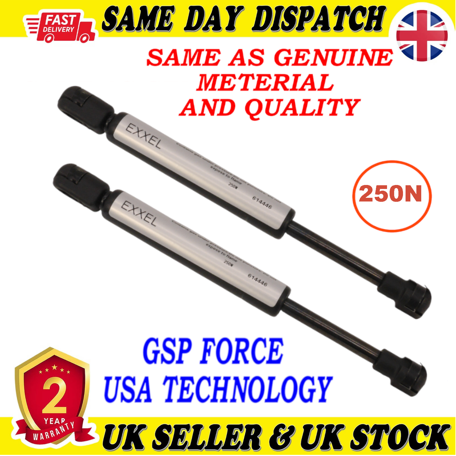 2X TAILGATE BOOT GAS STRUTS 250 Newton FOR VW NEW BEETLE 1Y0827550B