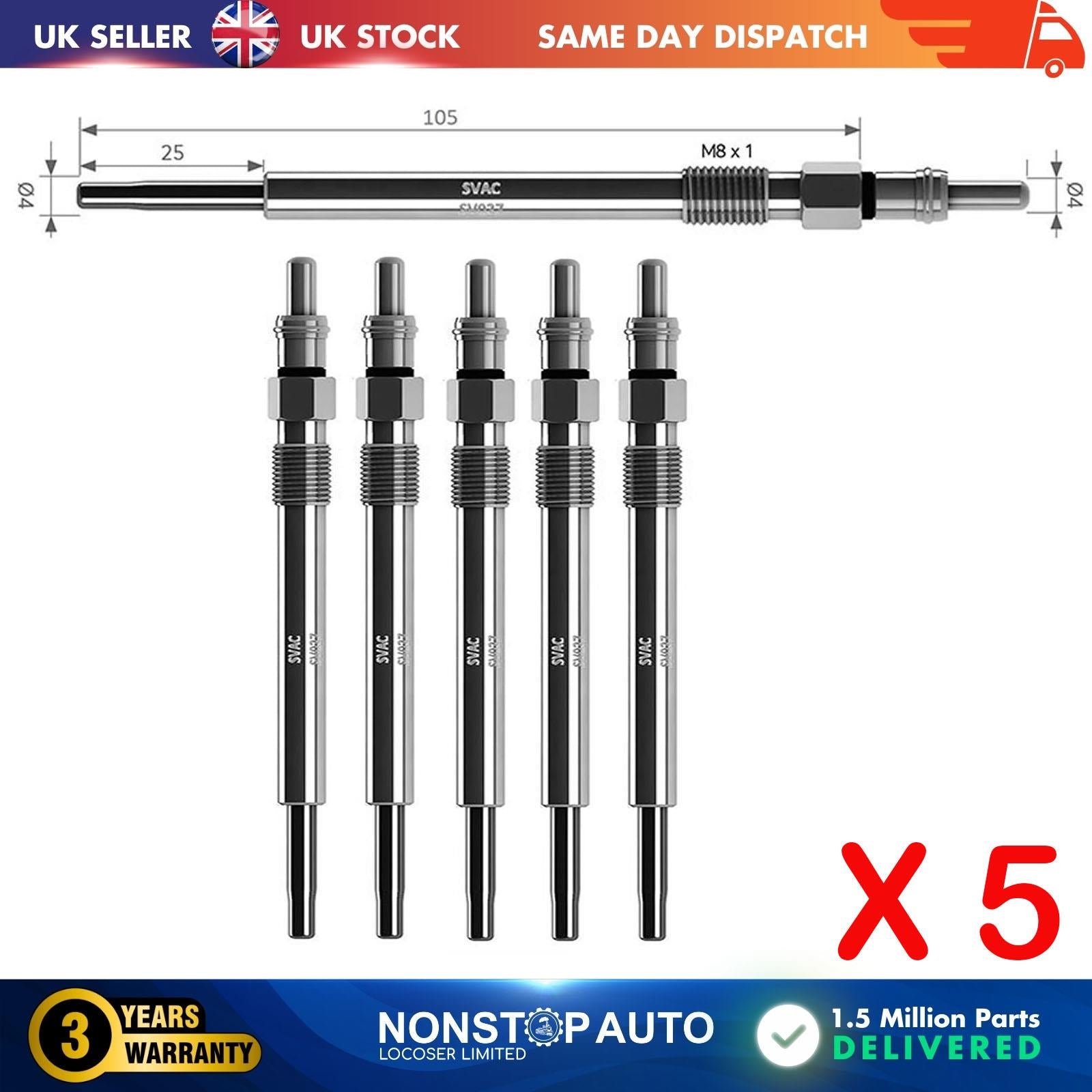 5X Glow Plugs For VOLVO S60 I S80 I V70 II XC70 I XC90 I 8631607