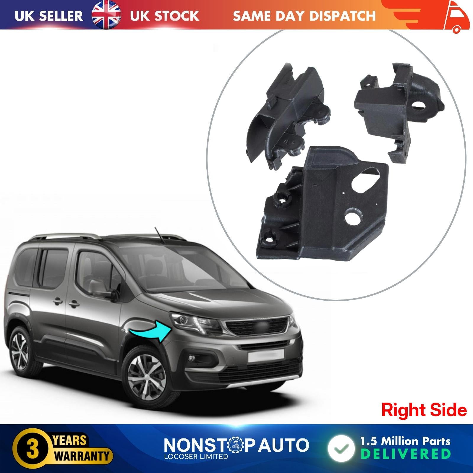 Headlight Repair Kit Bracket Mount Right For PEUGEOT Partner Rifter 2019 on 9824198780