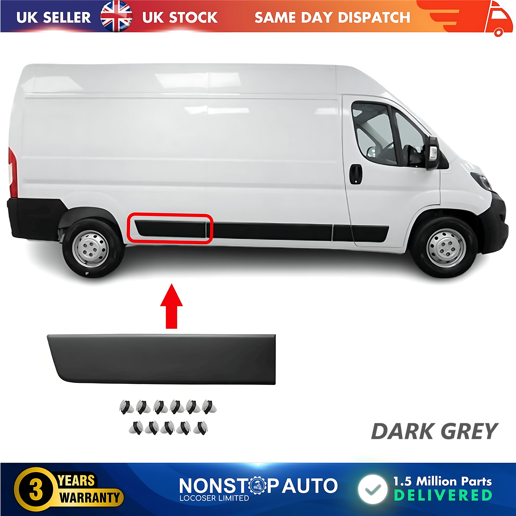 Moulding Trim Panel Rear Right For CITROEN Relay PEUGEOT Boxer FIAT Ducato 2006 on 8547W8
