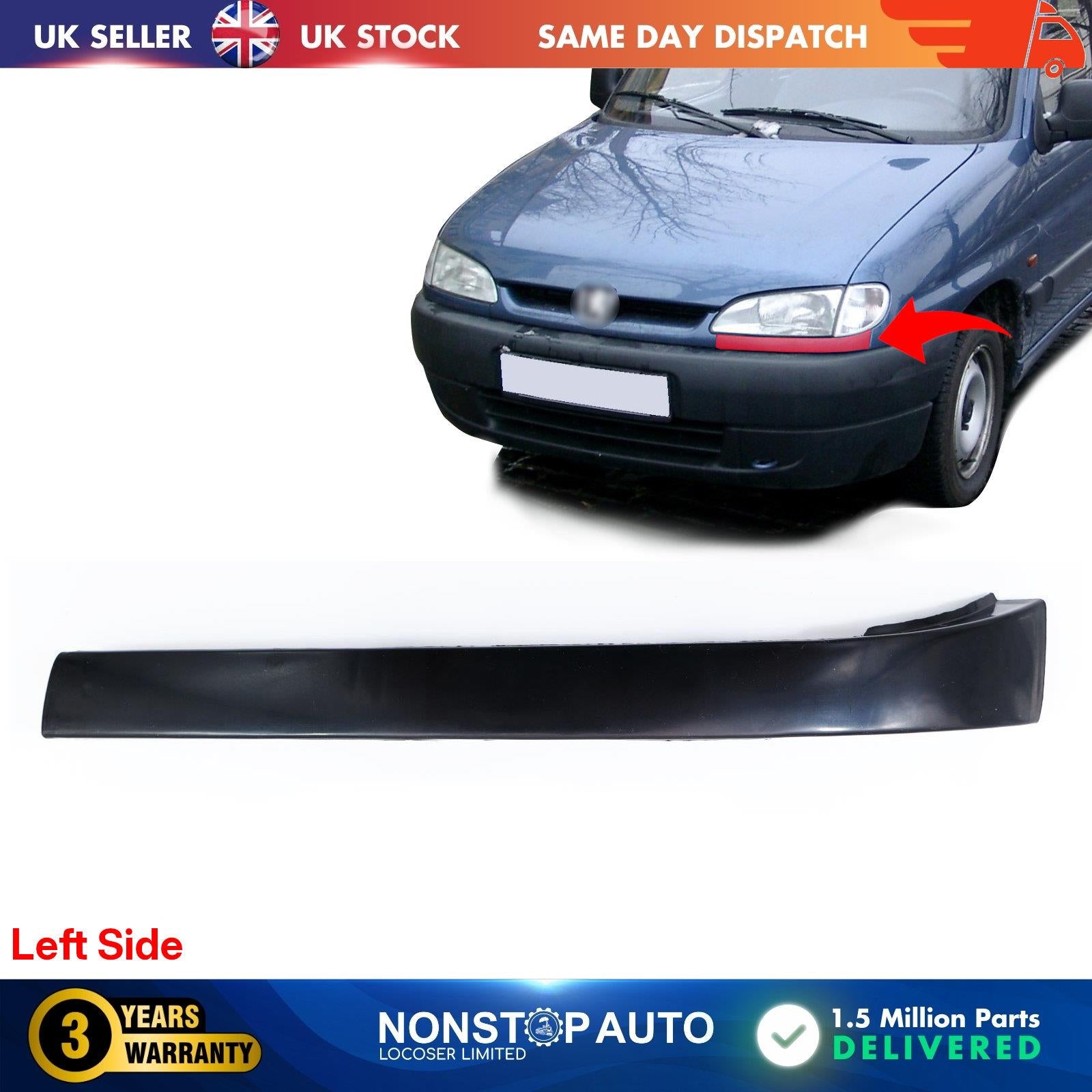 FOR PEUGEOT PARTNER CITROEN BERLINGO 1996-2002 LEFT LOWER UNDER HEADLIGHT TRIM 781095